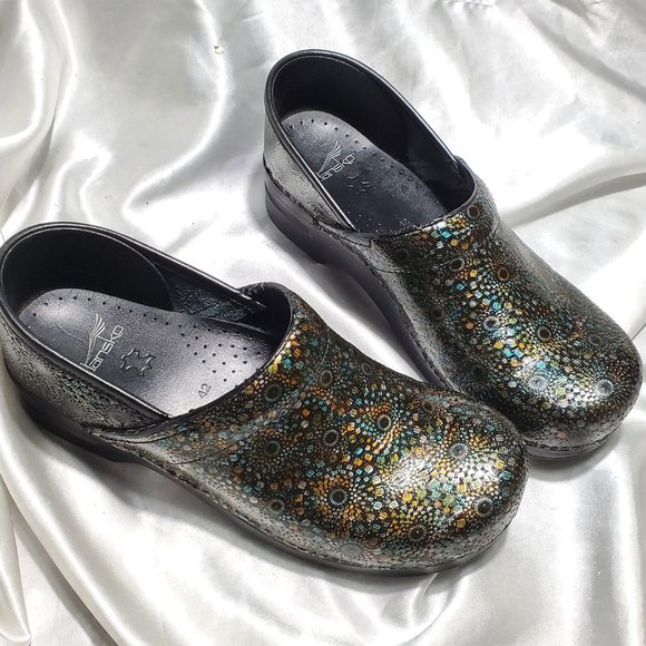 Dansko Shoes - DANSKO metallic black gold blue floral multicolor clogs 42 / 11.5 12